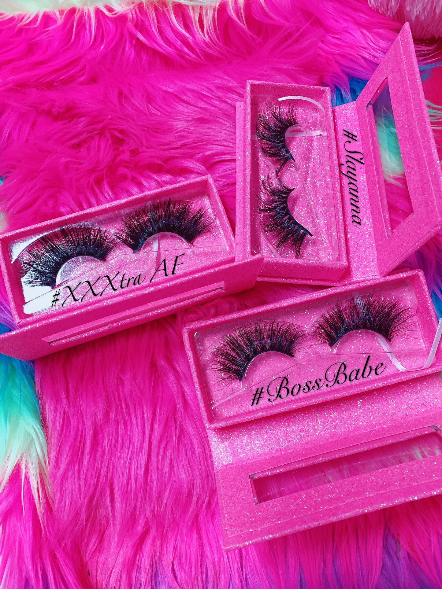 #XXXTRA AF 5D DreamDoll-LUXE Lash *PINK GLITTER* Glam Magnet Case