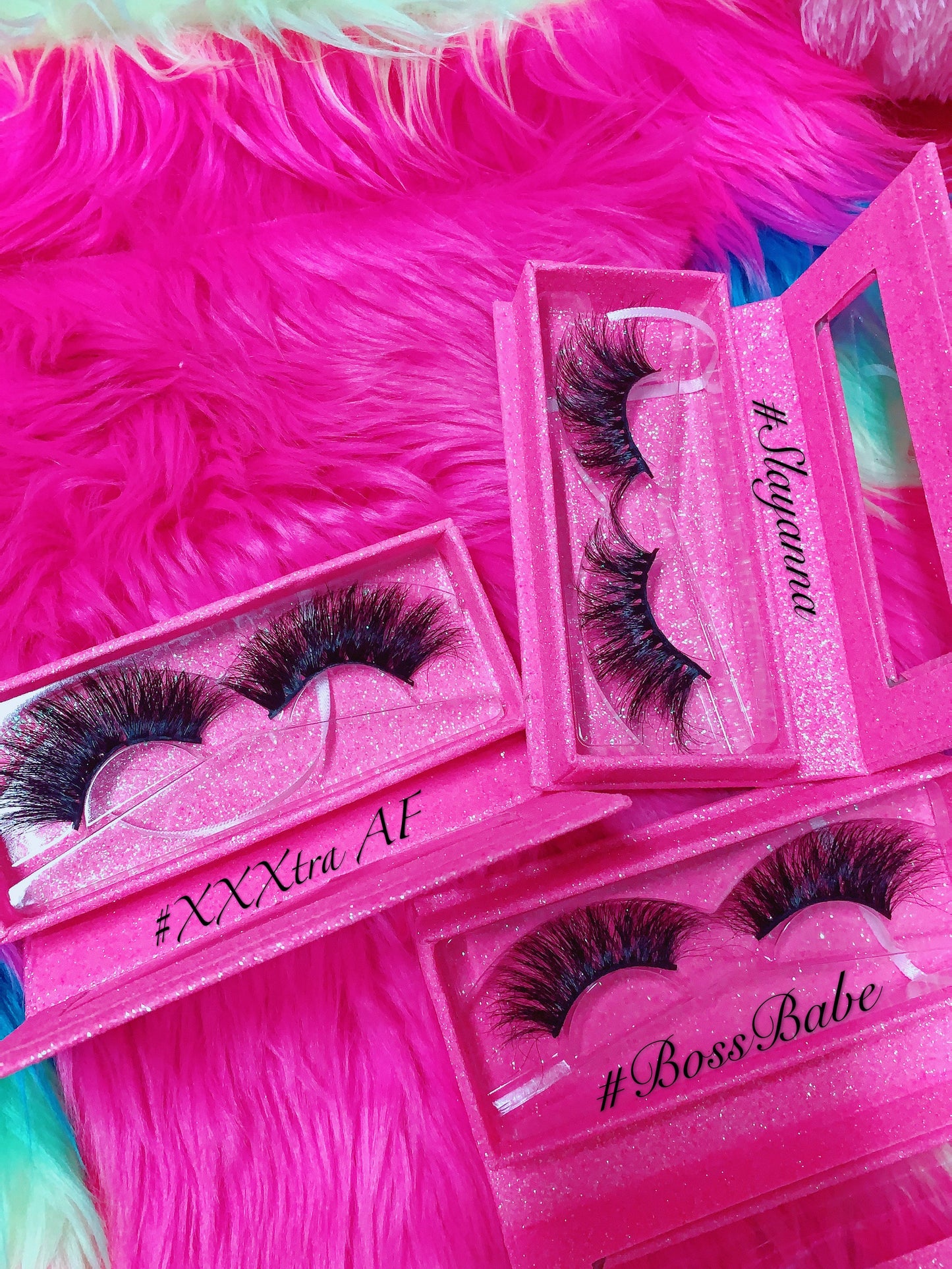 #SLAYANNA 5D DreamDoll-LUXE Lash *PINK GLITTER* Glam MAGNET Case